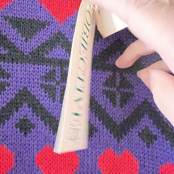 NWT Vintage Objectives Tunic Sweater Purple W Black & Red Hearts NOS Size Large - Picture 6 of 12